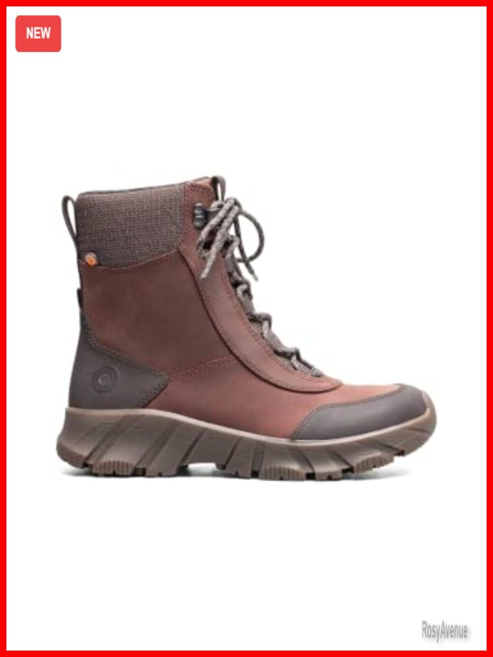 Waterproof Leather Lace-Up Mid-Calf Boots Faux Fur Lined